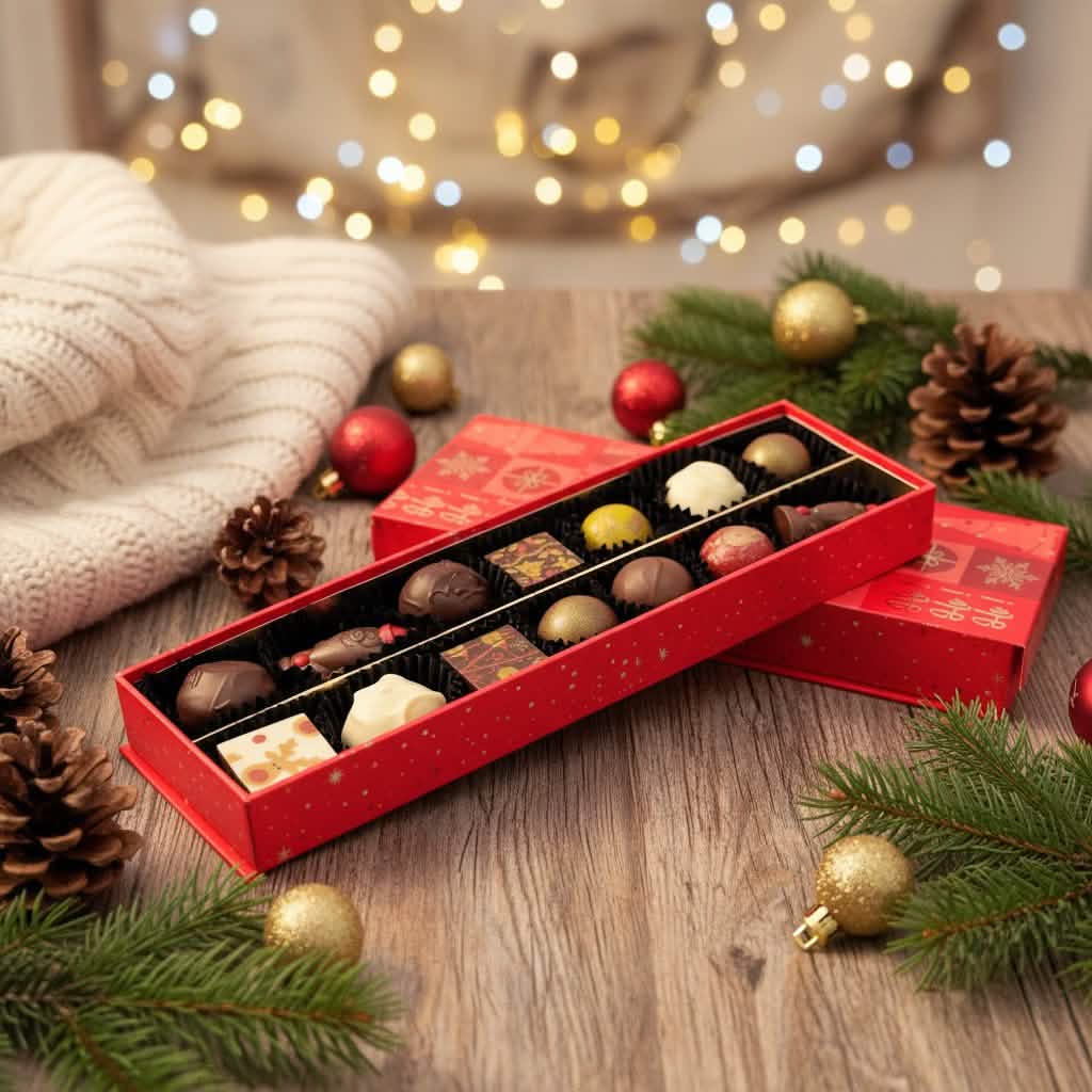 Kerst 14 pralines en truffels doos ho-ho-ho 225g