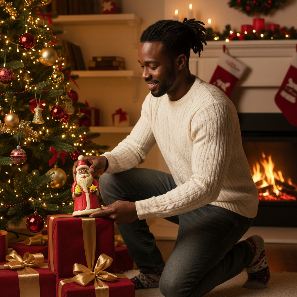 Kerstman met cadeau 200 Grs (melk)