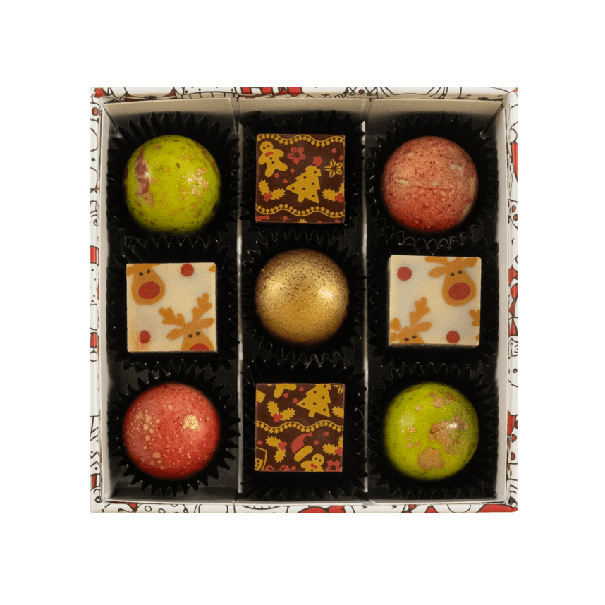 Kerstdoos 9 pralines 135g