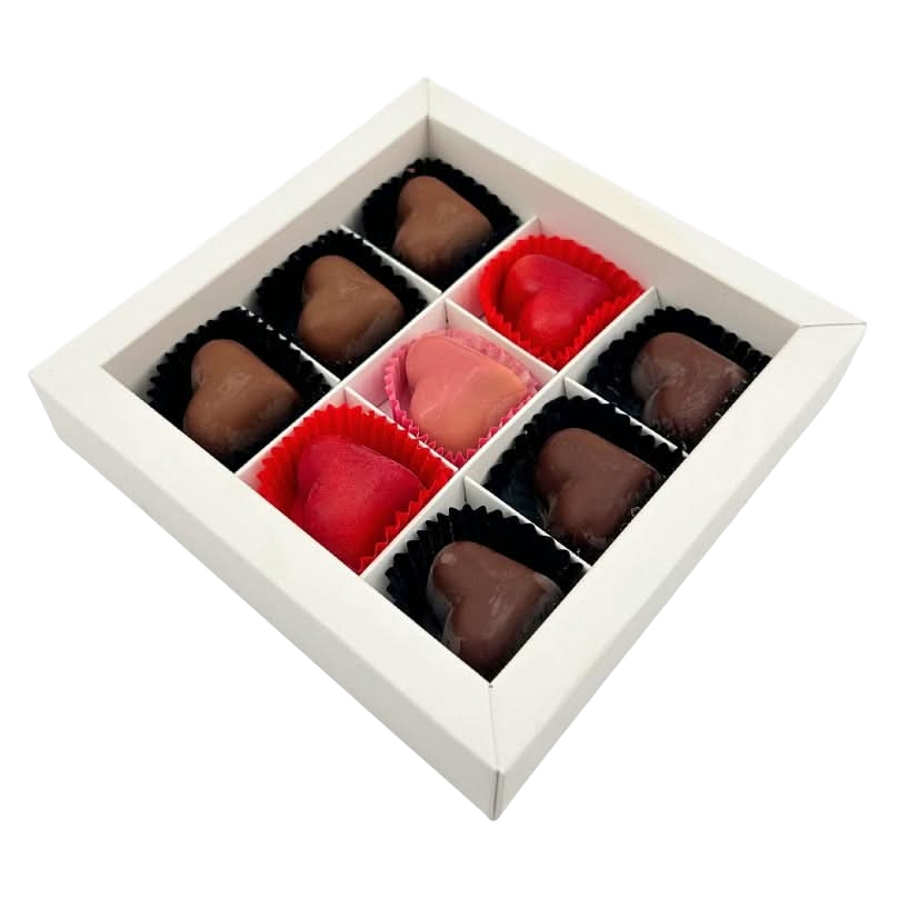 Liefdesdoos van 9 Belgische pralines 135g
