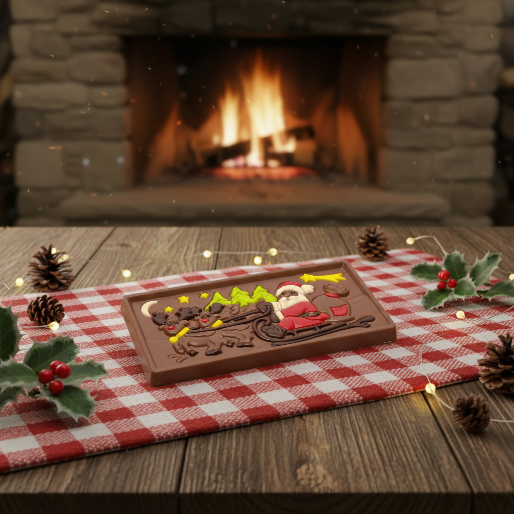 Melkchocolade Kerstman op een slee reep 105g