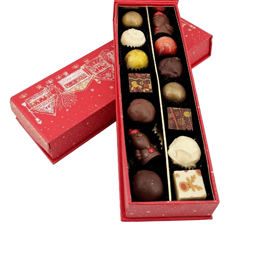 Kerstdorp doos 14 pralines en truffels 225g