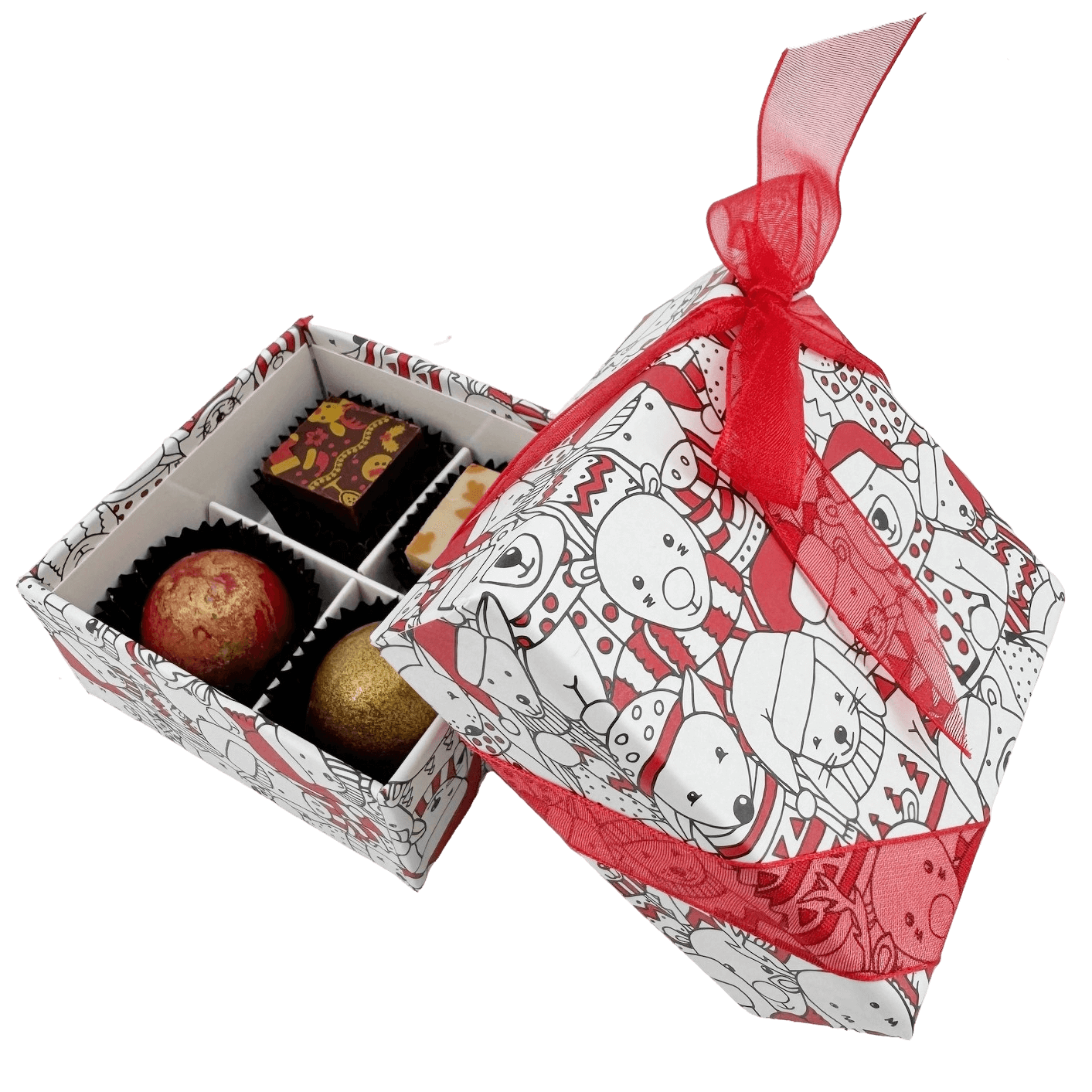 Kerstdoosje 4 pralines 50g