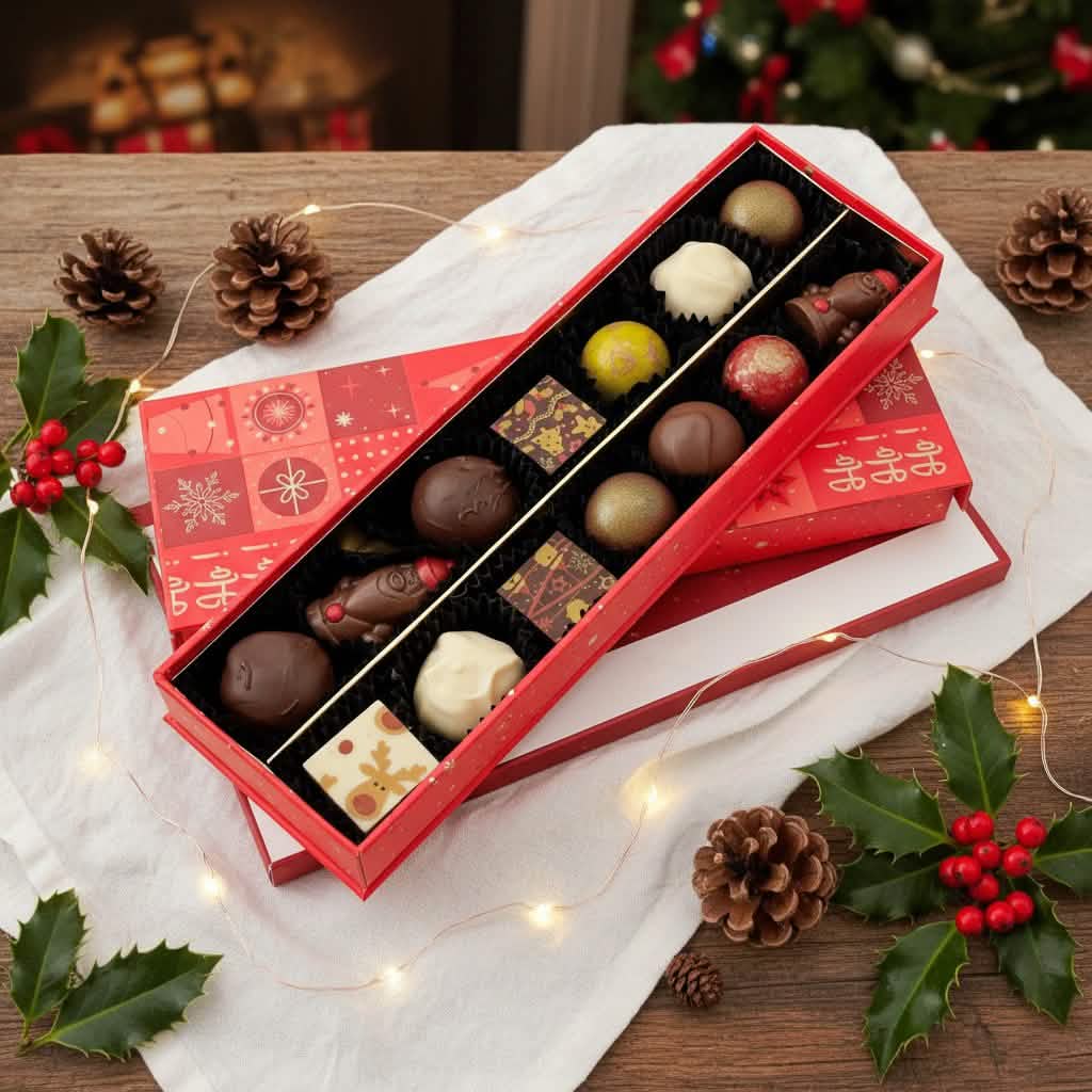 Kerst 14 pralines en truffels doos ho-ho-ho 225g